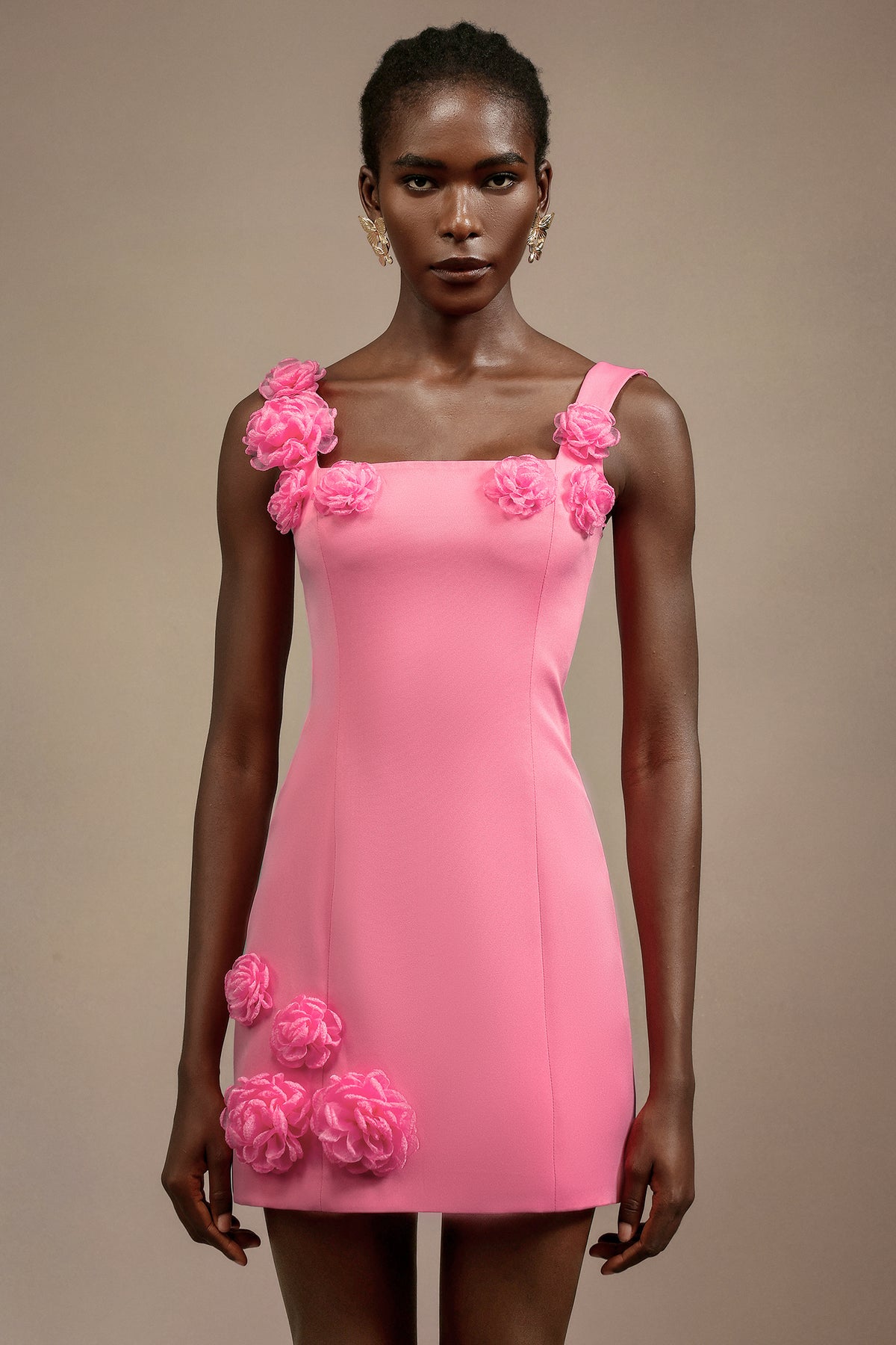 Fayie Halter Flowers Mini Dress