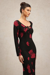Monroe Long Sleeve V-Neck Printing Maxi Dress