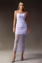 Lenra Sleeveless Diamond Sequin Maxi Dress