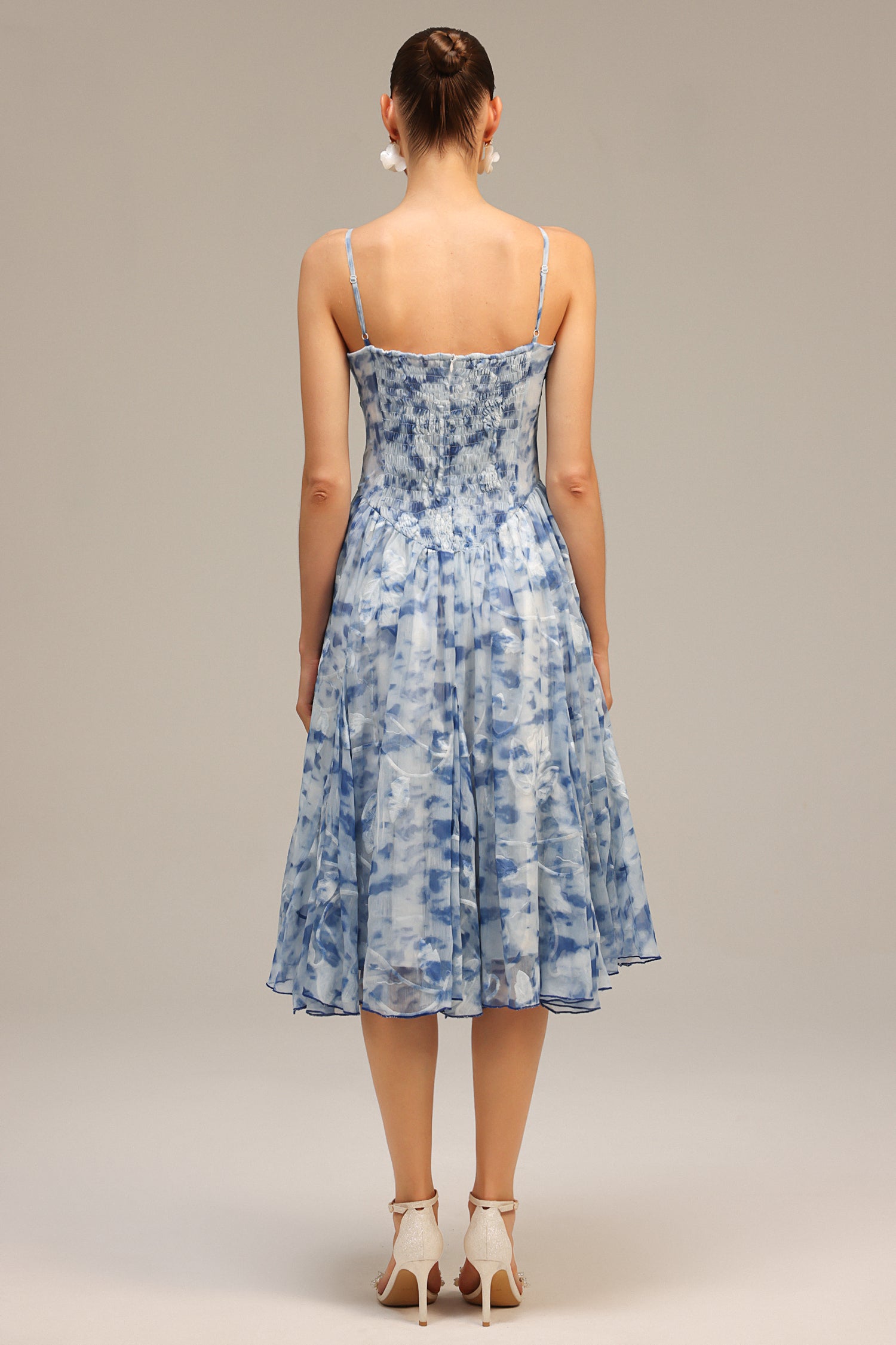 Lesa Halter Floral Printed Midi Dress