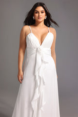 Yvonne Sleeveless V-Neck Flowers Flounce Maxi Dress