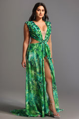 Yoland Printed Embellished Maxi Dress