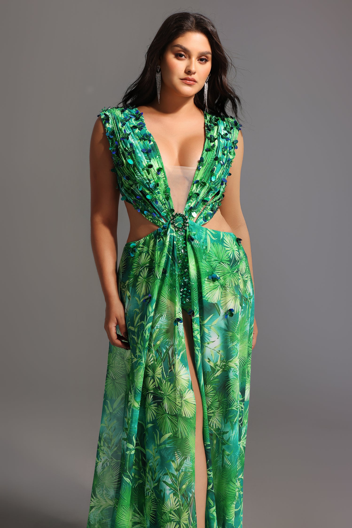 Yoland Printed Embellished Maxi Dress