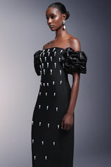 Yarera Strapless Pearls Bandage Maxi Dress