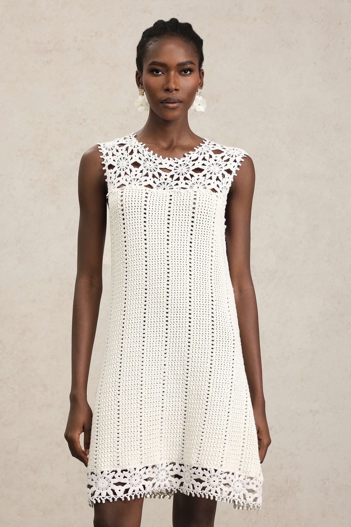Samson Sleeveless Flowers Lace Mini Dress