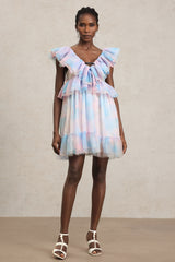 Emma Sleeveless Folds Puff Mini Dress