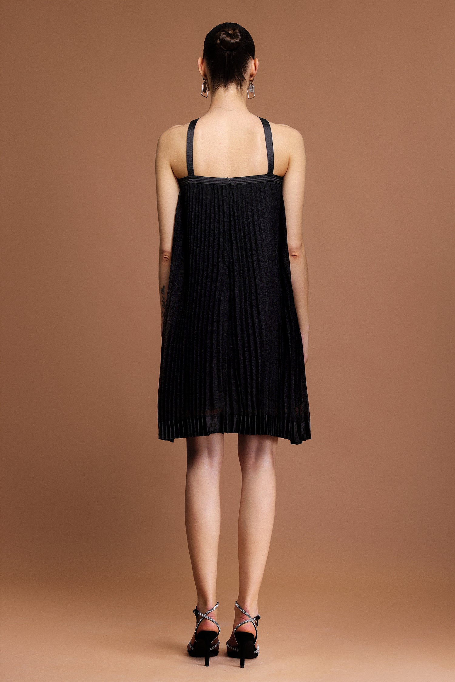 Salerio Sleeveless Bowknot Folds Mini Dress