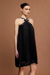 Salerio Sleeveless Bowknot Folds Mini Dress