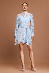 Ona Long Sleeves Flowers Lace Mini Dress