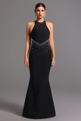Sarly Bandage Halter Fishtail Maxi Dress