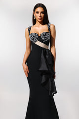 Havera Sleeveless Pearl Mesh Yarn Bandage Maxi Dress