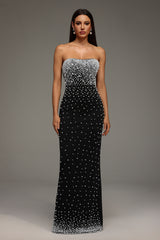 Karin Sleeveless Pearl Bandage Maxi Dress