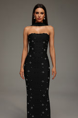 Nesya Sleeveless Pearl Bandage Maxi Dress