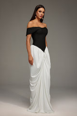 Leha Sleeveless Off The Shoulder Wrinkles Bandage Maxi Dress