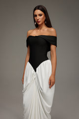 Leha Sleeveless Off The Shoulder Wrinkles Bandage Maxi Dress