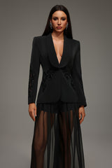 Demri Long Sleeves V-Neck Hollow Out Sequins Maxi Two Piece Set