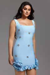Nomi Sleeveless Diamond Flowers Mini Dress
