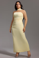 Kaxani Strapless Slim Flowers Backless Maxi Dress