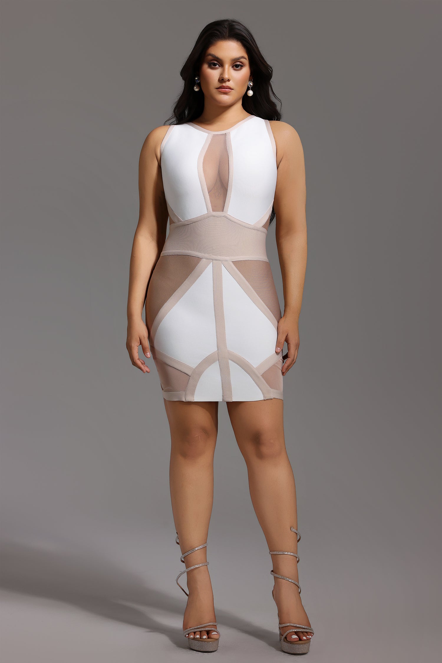 Locia Sleeveless Color Matching Bandage Midi Dress