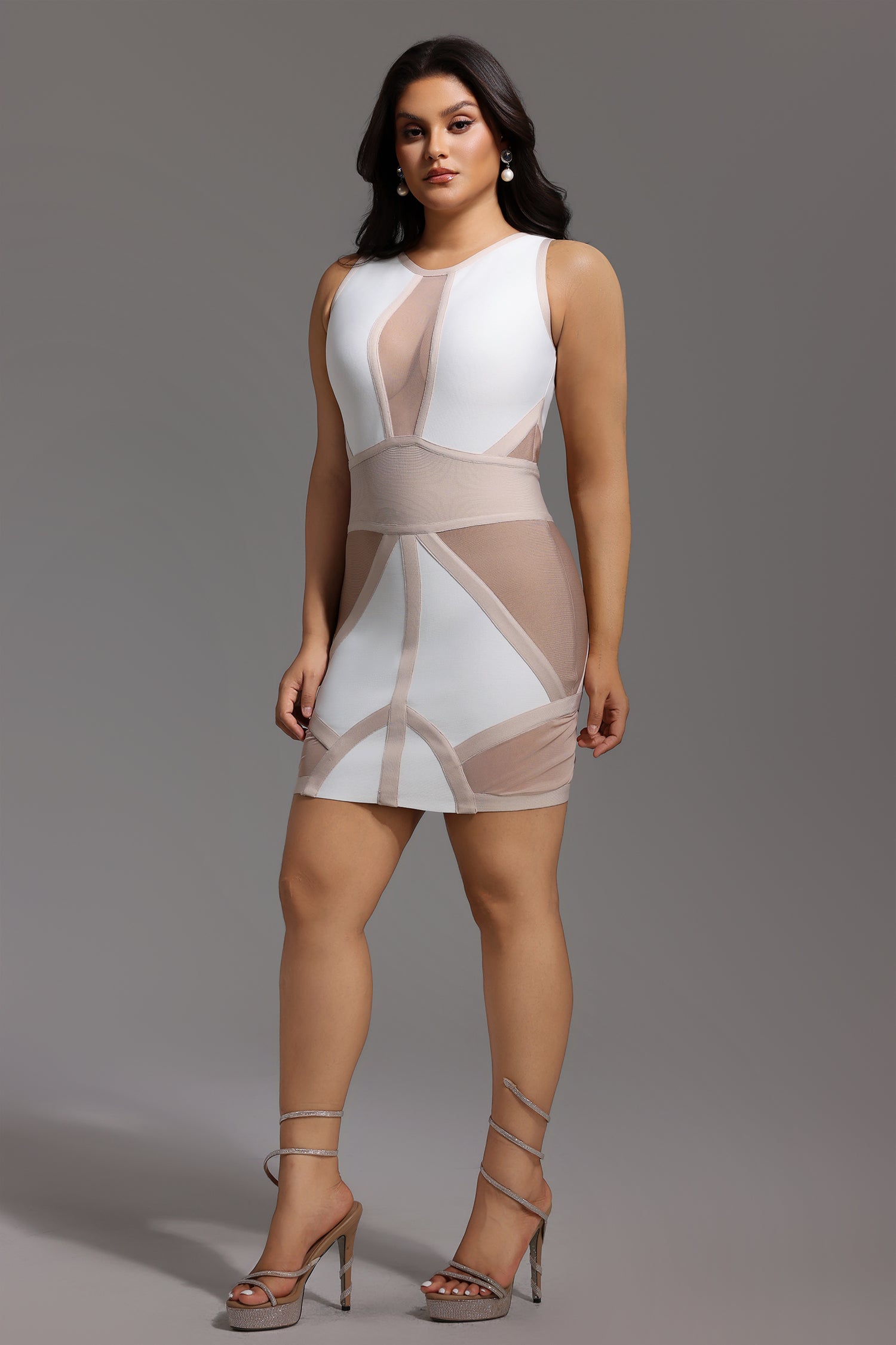 Locia Sleeveless Color Matching Bandage Midi Dress