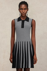 Kyler Lapel Sleeveless Folds Mini Dress