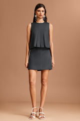 Kailani Sleeveless Folds Suit Top And Skirt Two-Piece Set