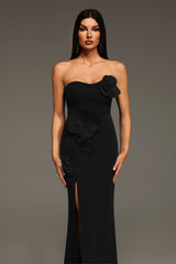 Stretchy Sleeveless Flowers Slit Bandage Maxi Dress