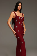 Krystal Sleeveless Diamond Bandage Maxi Dress