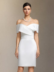 Ursula Crossed off-shoulder mini evening dress
