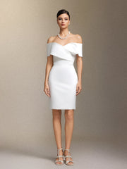 Ursula Crossed off-shoulder mini evening dress