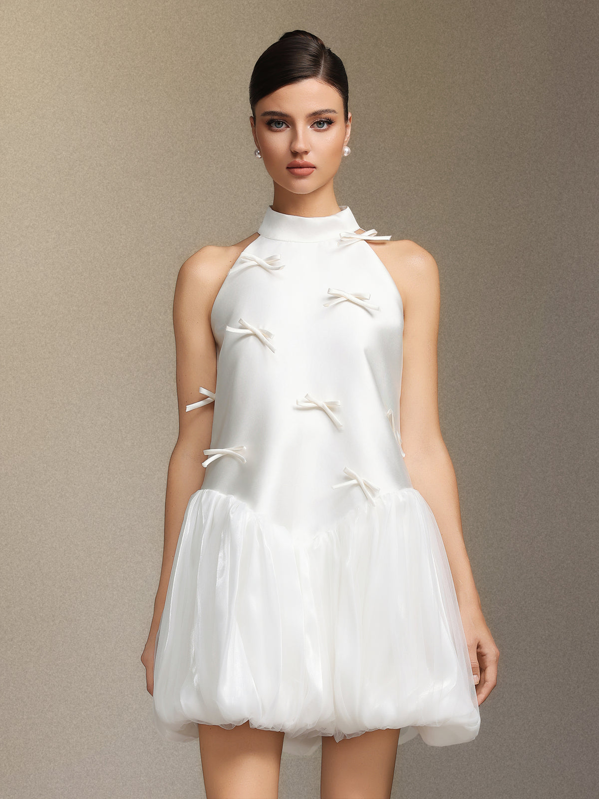 Vali Strapless satin sleeveless mini dress