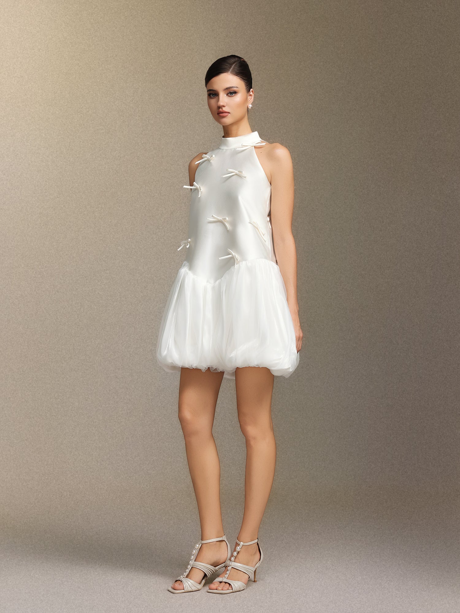 Vali Strapless satin sleeveless mini dress