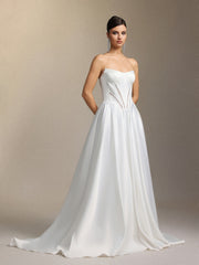Salama Cut-out lace strapless maxi wedding dress