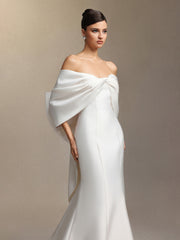 Euen Slimming bow fishtail maxi wedding dress