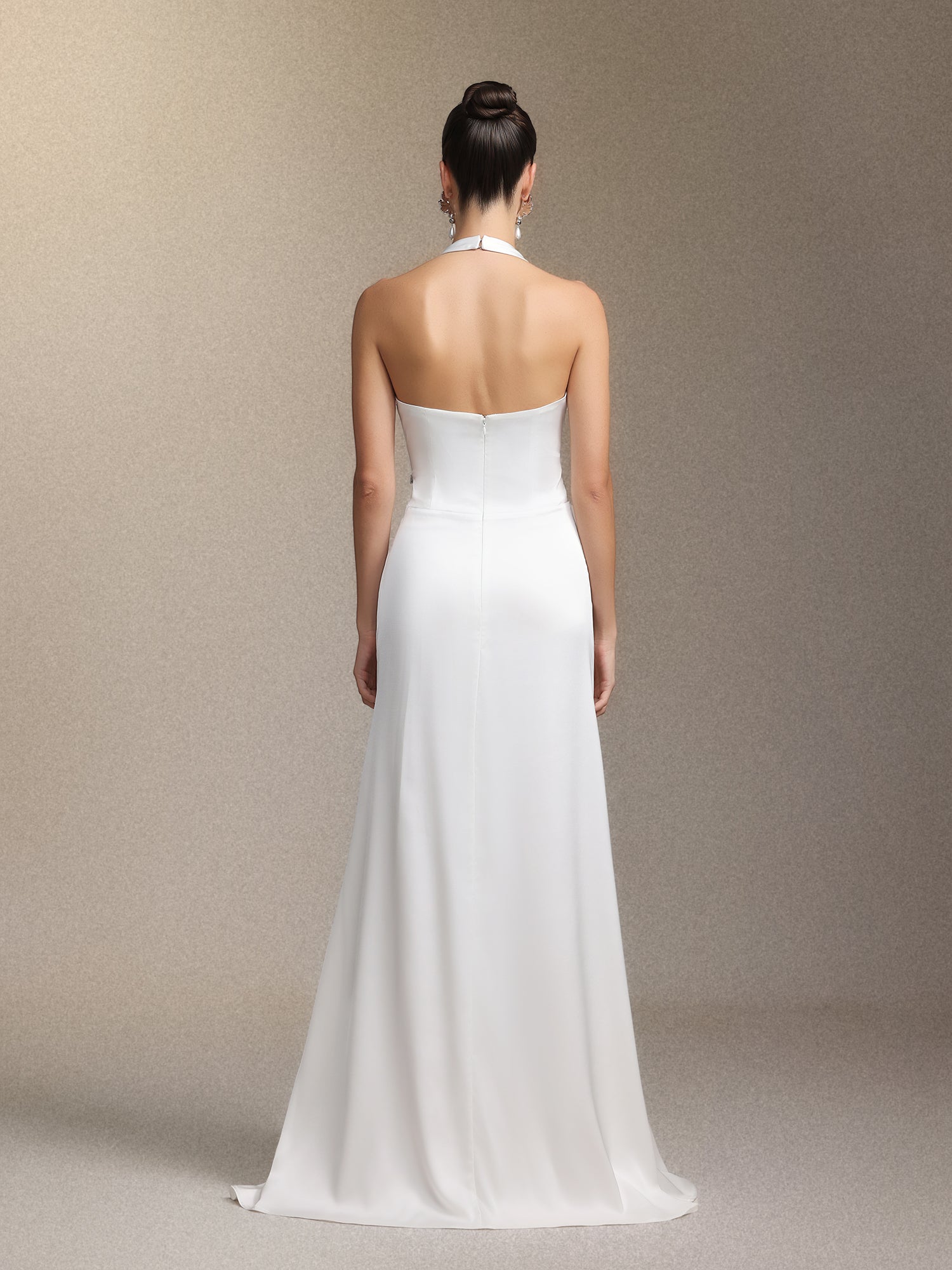Salla Ruthie Halter-neck three-dimensional flower ruffled cinched waist maxi dress