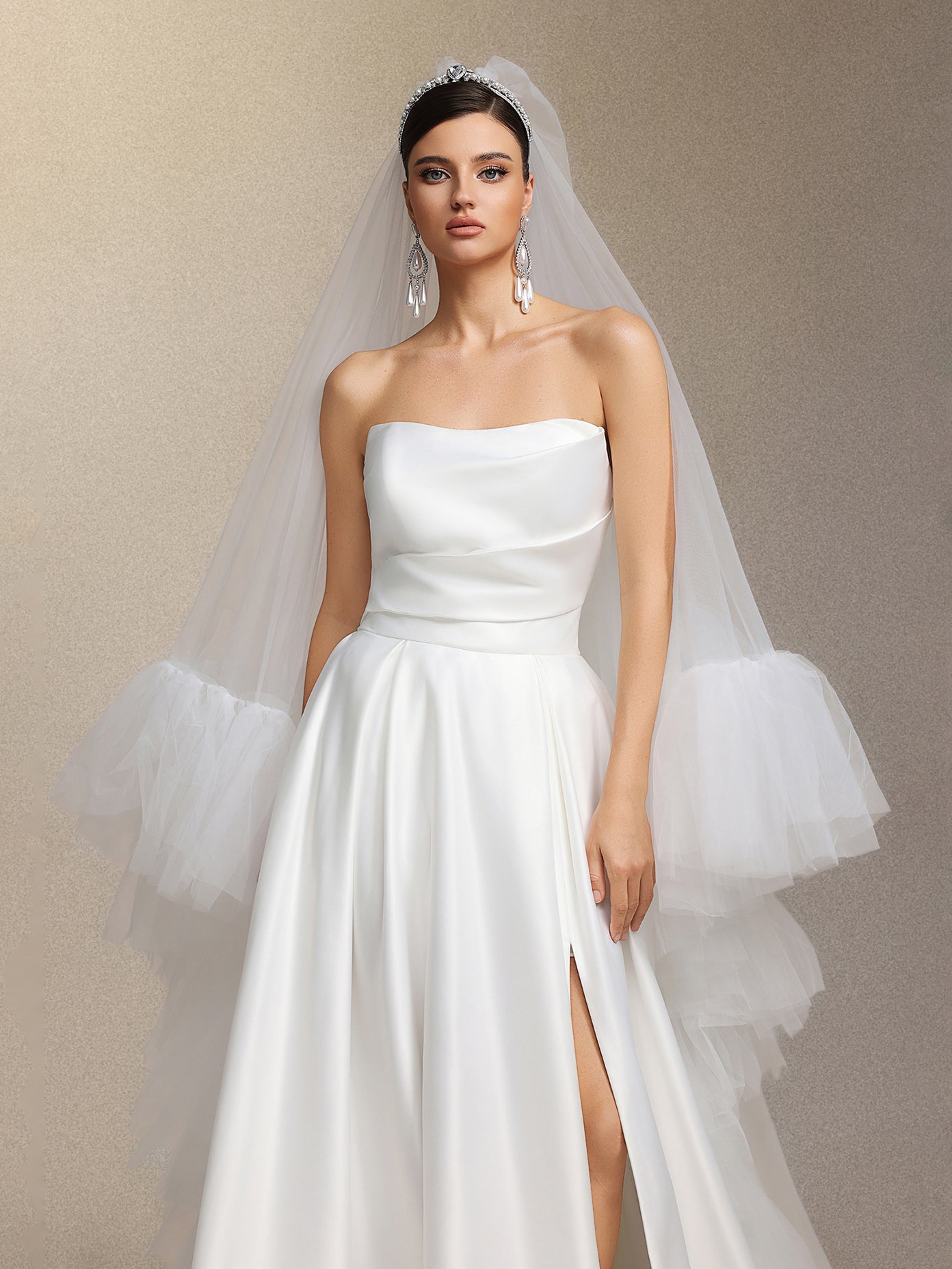 Yahir Strapless and slit wedding maxi dress