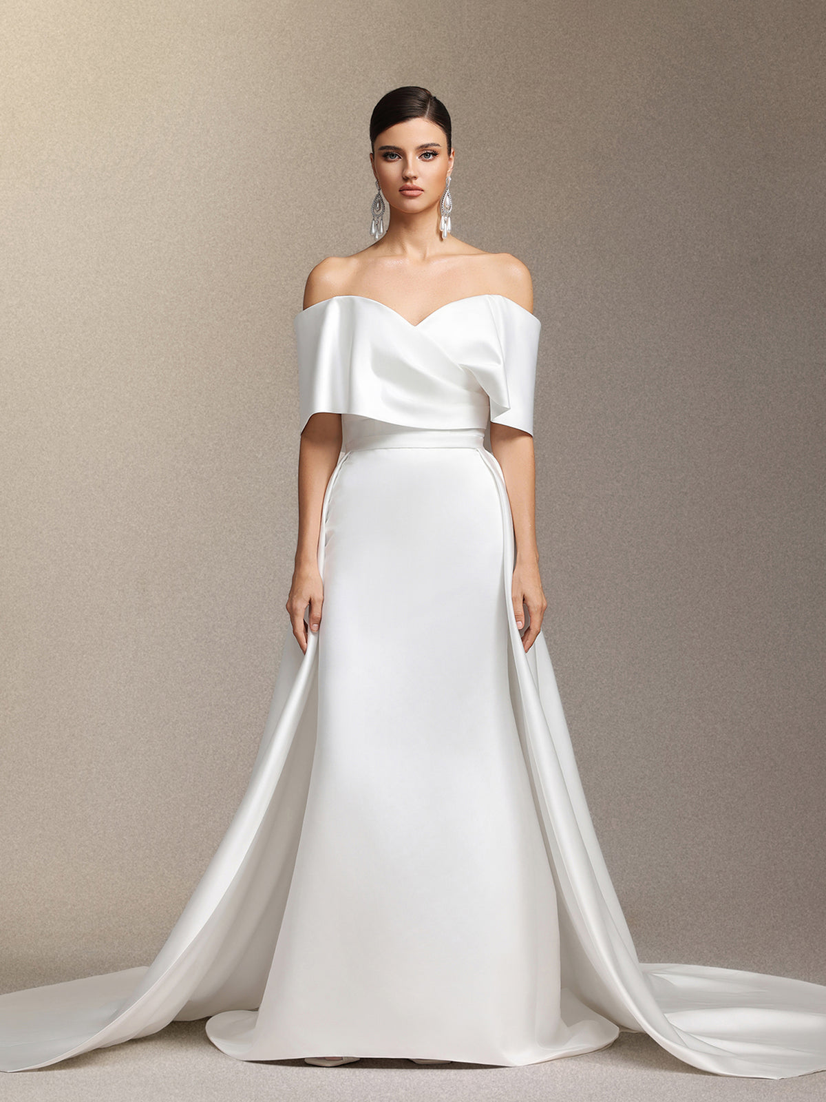 Quinta off-shoulder fish tail maxi wedding dress