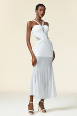 Kaona Sleeveless Diamond Folds Maxi Dress