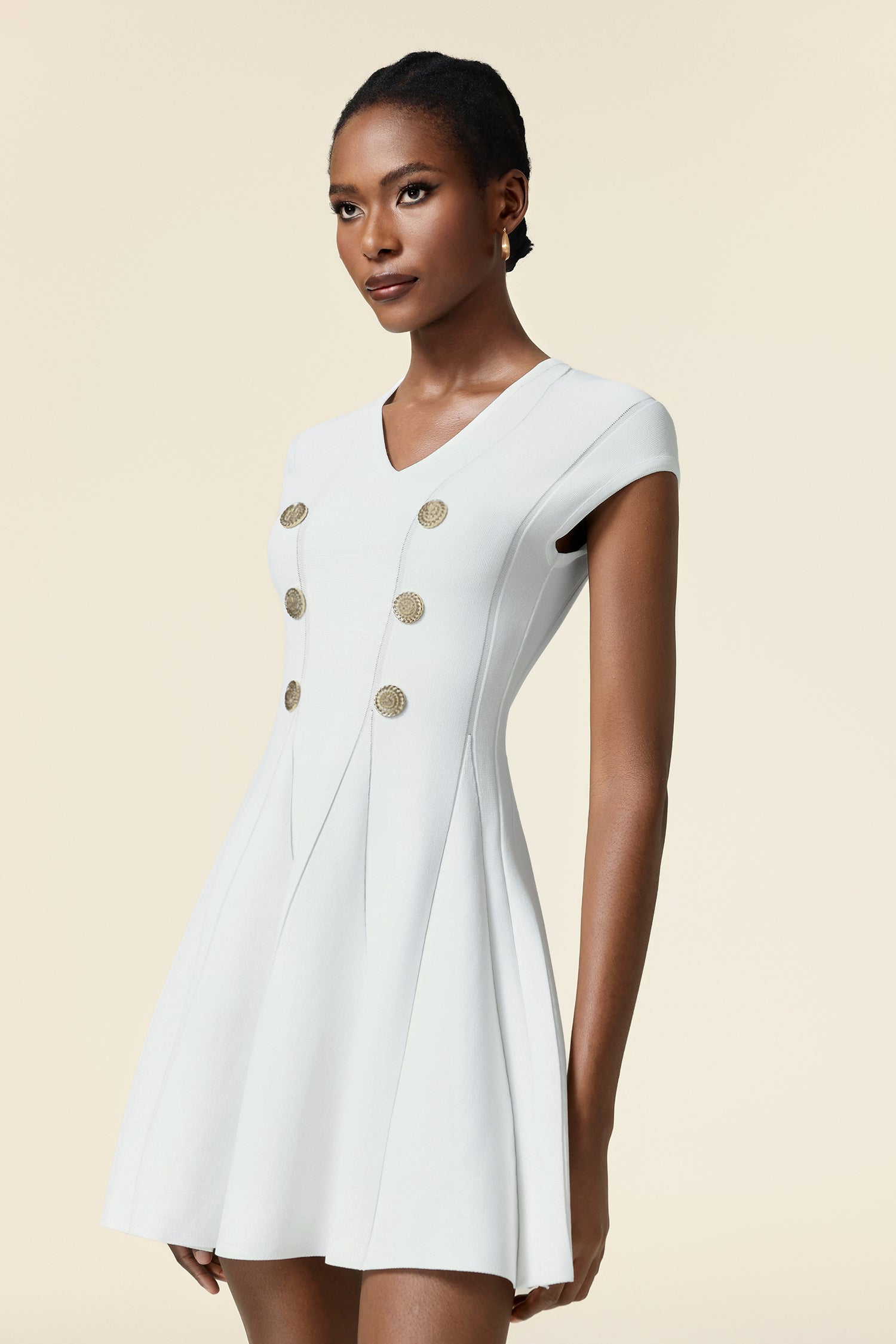 Zuelia Short Sleeves V Neck Mini Dress