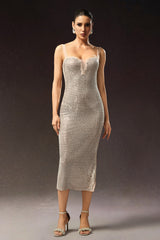 Logan Sleeveless Diamond Midi Dress