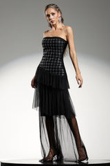 Lunia Sleeveless Diamond Ruffle Bandage Maxi Dress