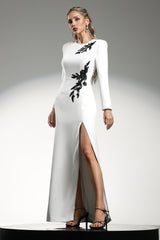 Rita Long Sleeves Beaded String Split Maxi Dress