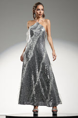 Dilara Sleeveless Halter Sequins Ruffled Maxi Dress