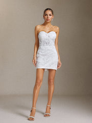 Viaya Beading lace strapless mini skirt