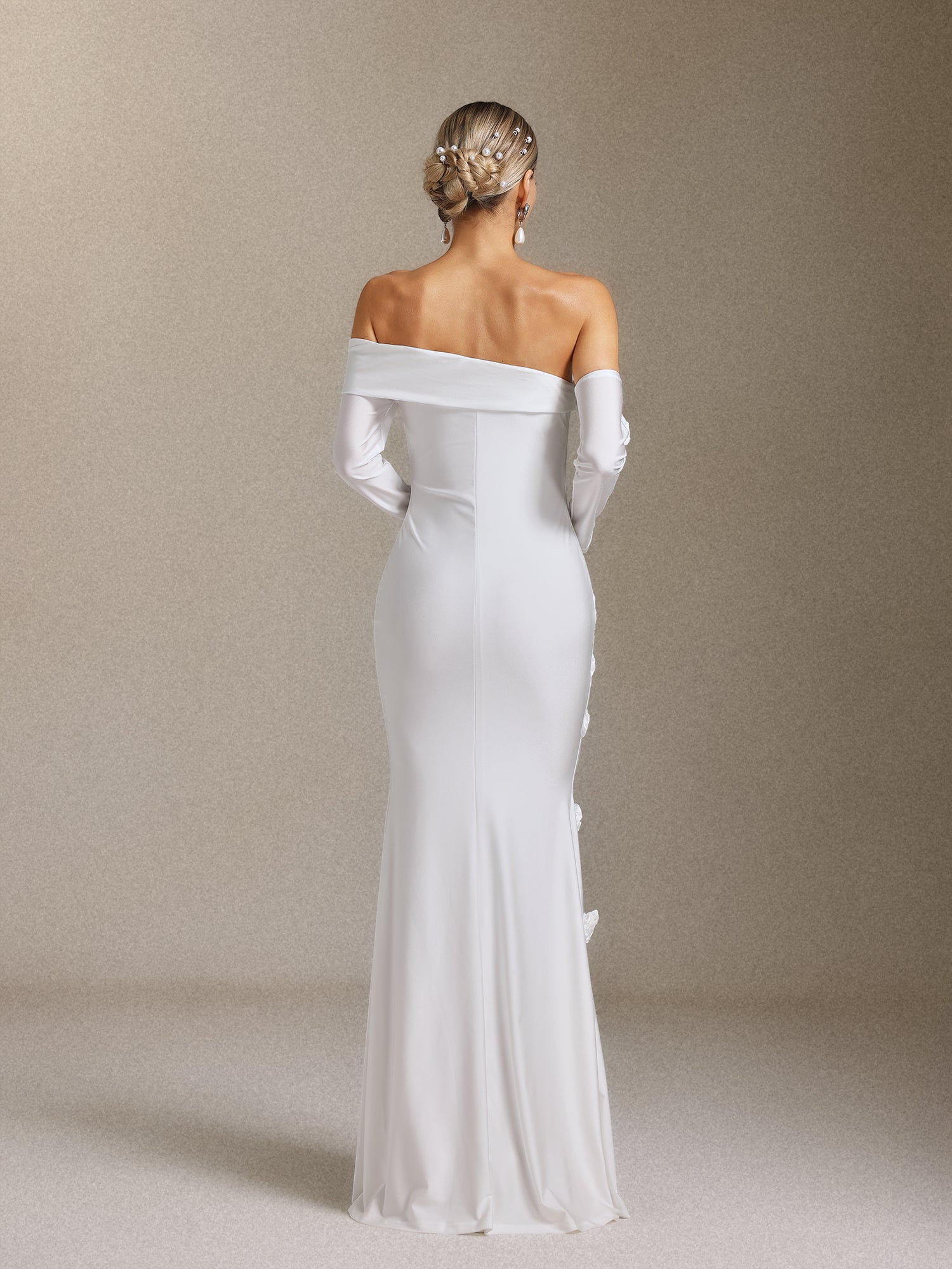 Nerlii Flower Off Shoulder Maxi Dress