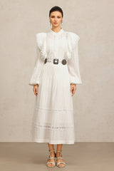 Ditala Long Sleeves Lace Folds Top And Skirt Two-Piece Set