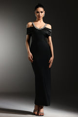 Yamia Sleeveless Off The Shoulder Diamond Bandage Maxi Dress