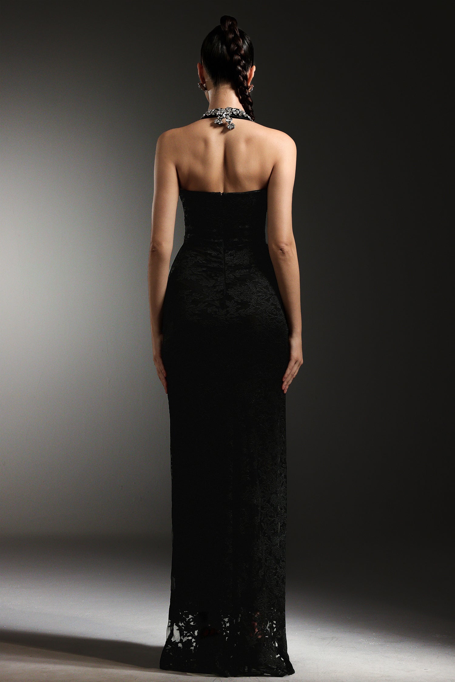 Saffie Sleeveless V-Neck Diamond Maxi Dress