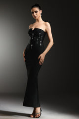 Sharnee Sleeveless Diamond V-Neck Bandage Maxi Dress