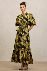 Jaca Puff Sleeves Maxi Dress